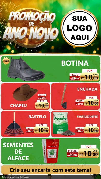 Modelo de TV para TV Vertical com o tema Promoção de Ano Novo para Agropecuária