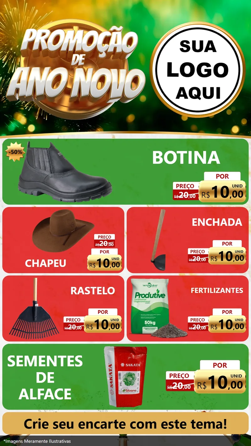 Modelo de TV para TV Vertical com o tema Promoção de Ano Novo para Agropecuária