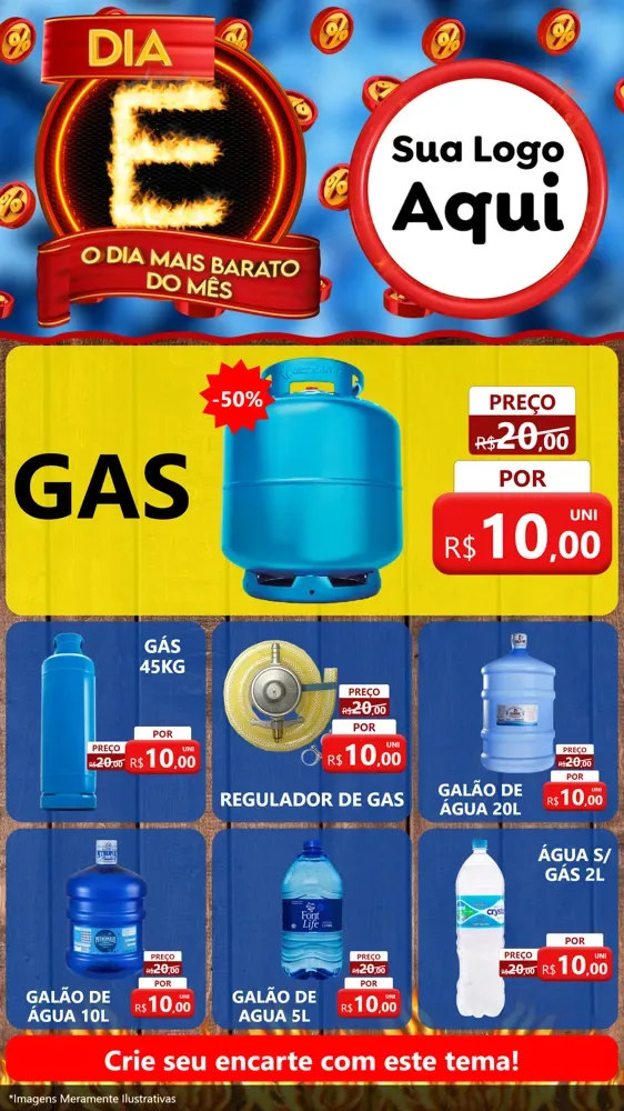 Modelo de Rede Social para Stories com o tema Dia E - O Dia Mais Barato Do Mês para Água e gás