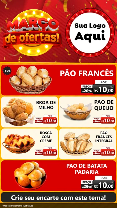 Modelo de TV para TV Vertical com o tema Março de Ofertas! para Padaria