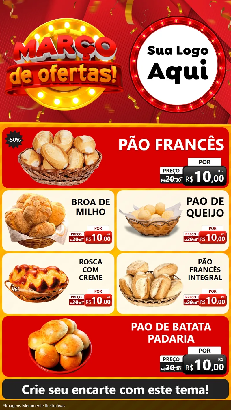 Modelo de TV para TV Vertical com o tema Março de Ofertas! para Padaria