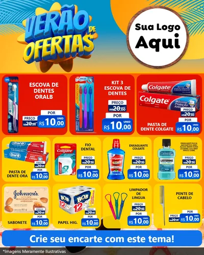 Modelo de Rede Social para Feed Instagram com o tema Verão de Ofertas para Higiene Pessoal
