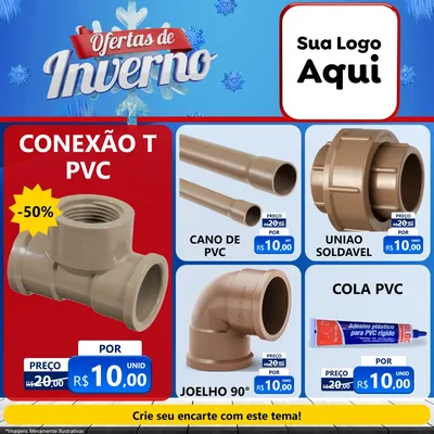 Modelo de Rede Social para Feed Facebook com o tema Ofertas de Inverno para Tubos e conexões