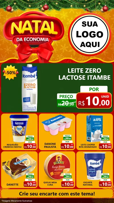 Modelo de Rede Social para Stories com o tema Natal da Economia para Frios e Laticínios