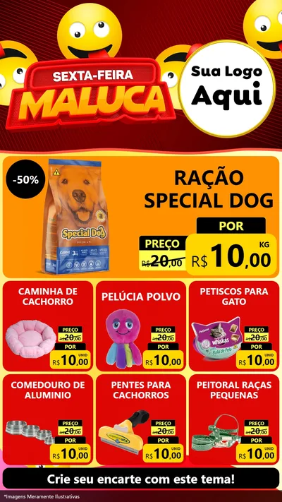 Modelo de Rede Social para Stories com o tema Sexta-feira Maluca para Pet Shop