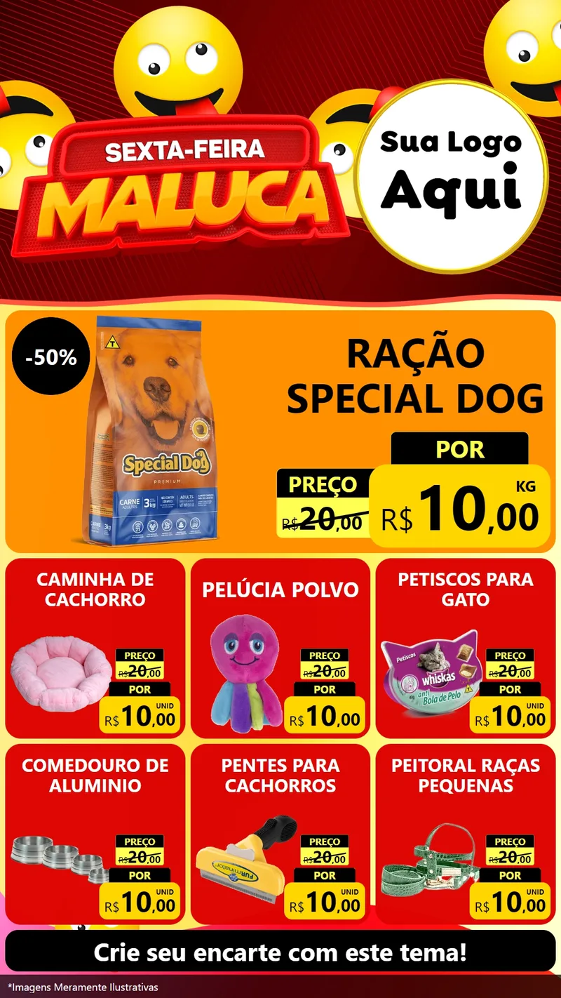 Modelo de Rede Social para Stories com o tema Sexta-feira Maluca para Pet Shop