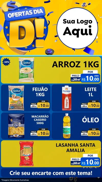 Modelo de TV para TV Vertical com o tema Ofertas Dia D para Supermercado