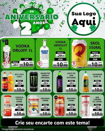 Modelo de Rede Social para Feed Instagram com o tema Promoção de Aniversário - 2 Anos para Distribuidora de bebidas