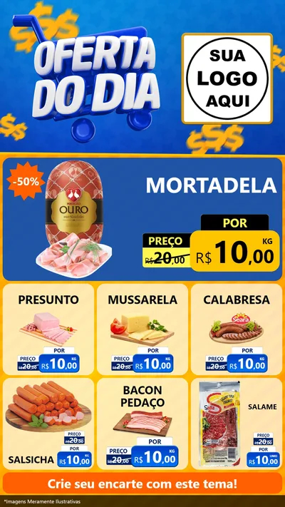 Modelo de Rede Social para Stories com o tema Oferta do Dia para Frios e Laticínios