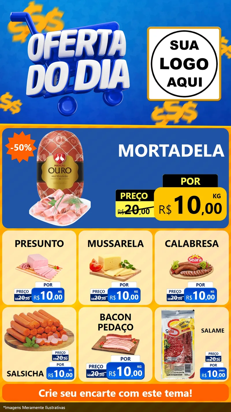 Modelo de Rede Social para Stories com o tema Oferta do Dia para Frios e Laticínios