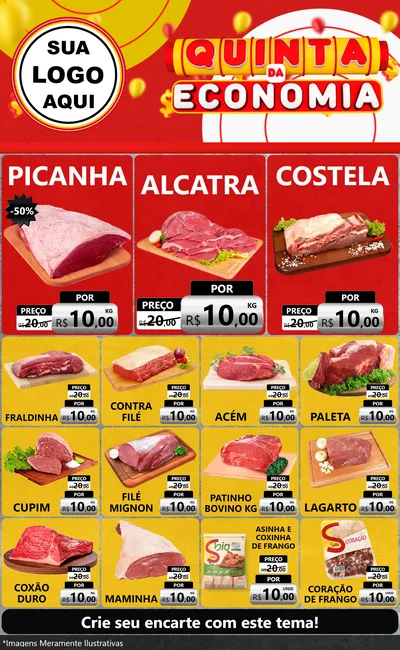 Modelo de Encarte para Encarte Grande com o tema Quinta da Economia para Açougue