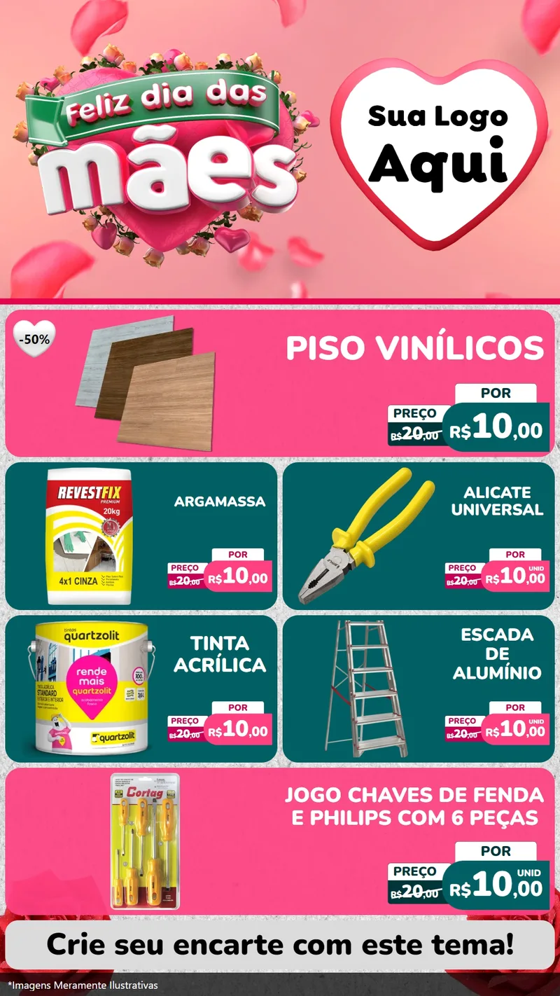 Modelo de TV para TV Vertical com o tema Feliz Dia das Mães para Material para Construção