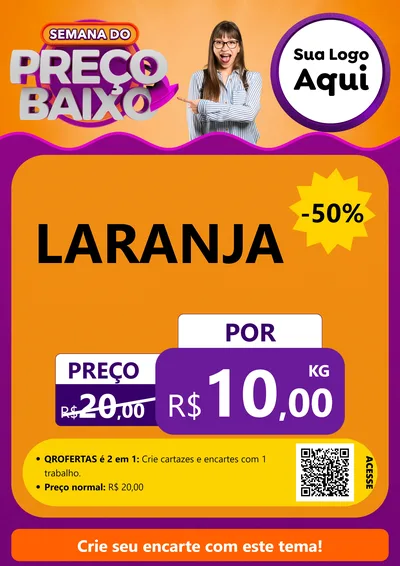 Modelo de Cartaz para Cartaz A4 Vertical com o tema Semana do Preço Baixo para Hortifrúti