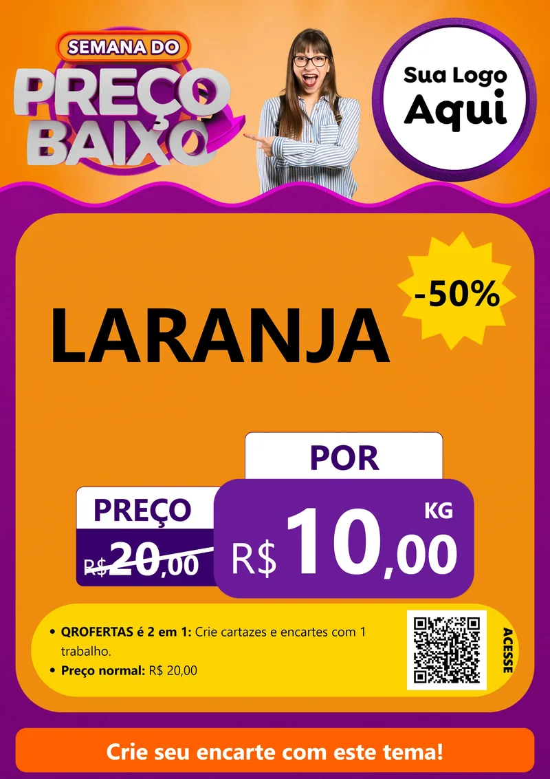 Modelo de Cartaz para Cartaz A4 Vertical com o tema Semana do Preço Baixo para Hortifrúti