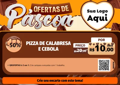 Modelo de Cartaz para Cartaz A4 Horizontal com o tema Ofertas de Páscoa para Pizzaria