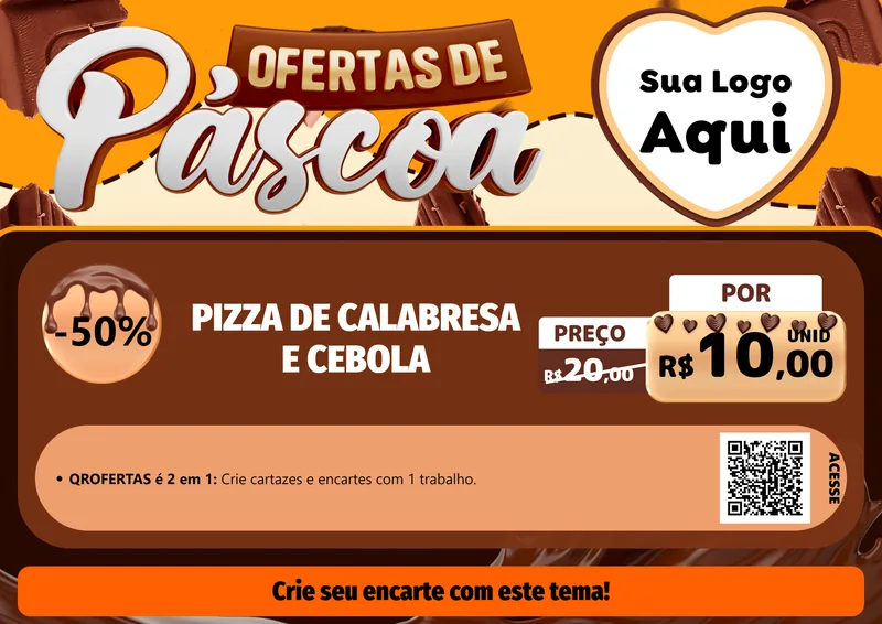 Modelo de Cartaz para Cartaz A4 Horizontal com o tema Ofertas de Páscoa para Pizzaria