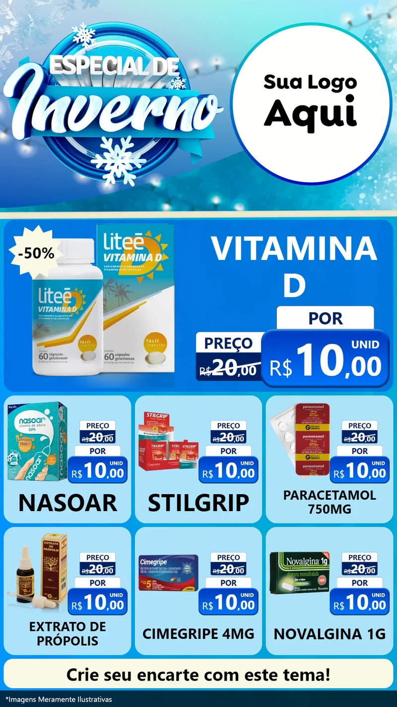 Modelo de Rede Social para Stories com o tema Especial de Inverno para Farmácia