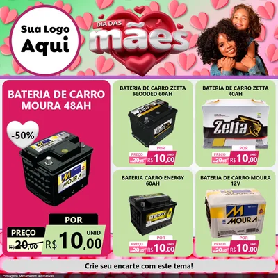 Modelo de Rede Social para Feed Facebook com o tema Dia das Mães para Baterias Elétricas