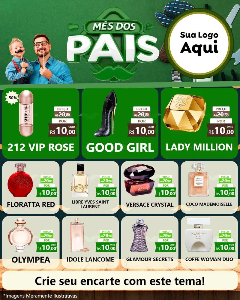 Modelo de Rede Social para Feed Instagram com o tema Mês dos Pais para Perfumes