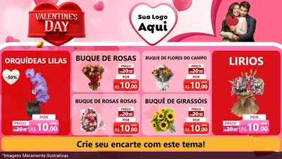 Modelo de TV para TV Horizontal com o tema Valentine's Day para Floricultura e jardim