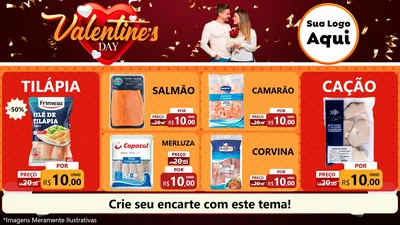 Modelo de TV para TV Horizontal com o tema Valentine's Day para Peixaria