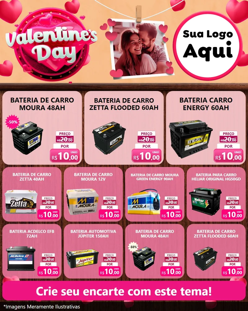 Modelo de Rede Social para Feed Instagram com o tema Valentine's Day para Baterias Elétricas