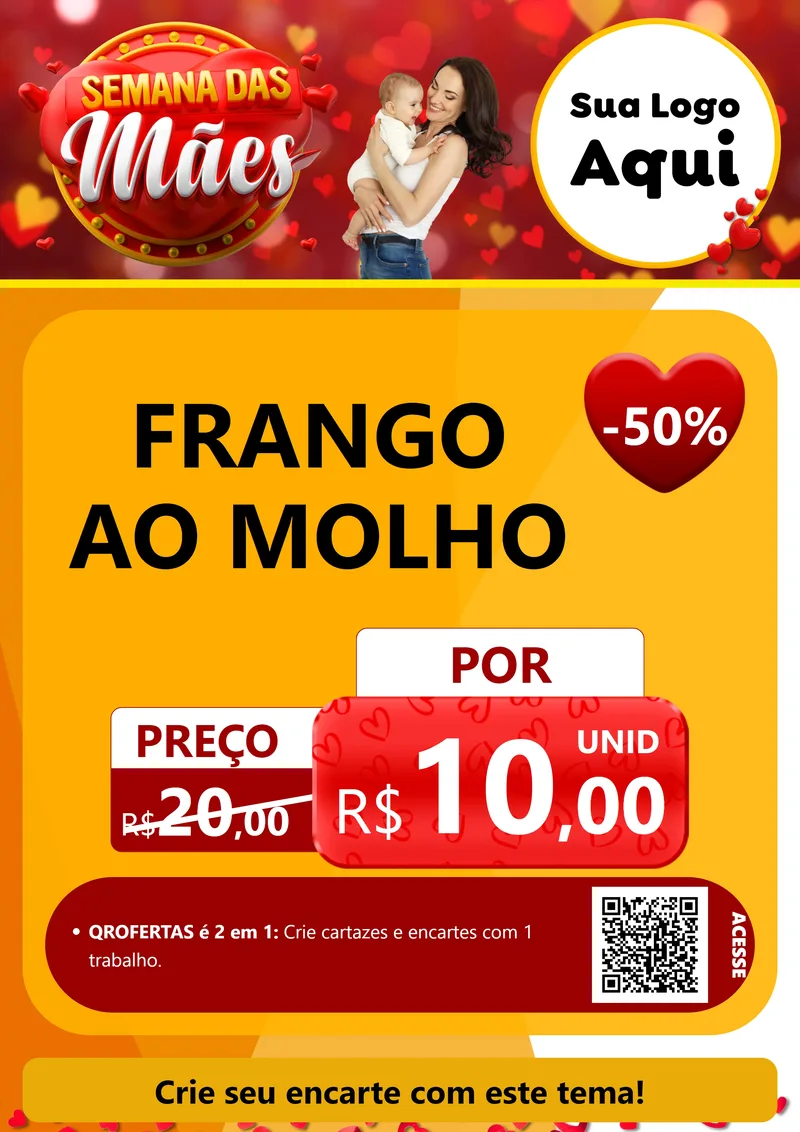 Modelo de Cartaz para Cartaz A4 Vertical com o tema Semana das Mães para Restaurante