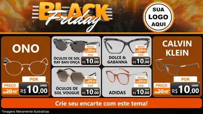 Modelo de TV para TV Horizontal com o tema Black Friday para Óticas