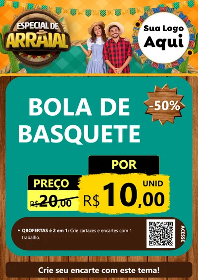 Modelo de Cartaz para Cartaz A4 Vertical com o tema Especial De Arraial para Artigos Esportivos
