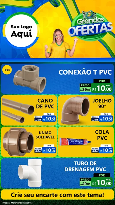 Modelo de TV para TV Vertical com o tema Grandes Ofertas para Tubos e conexões
