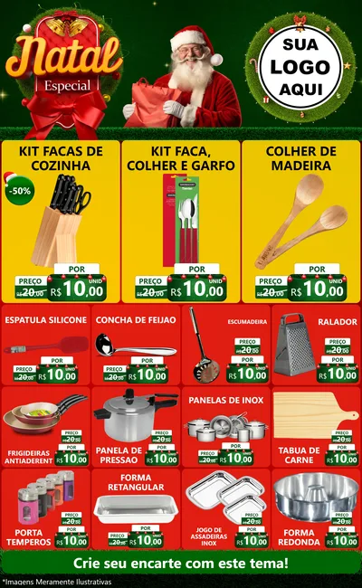 Modelo de Encarte para Encarte Grande com o tema Natal Especial para Utilidades Domésticas