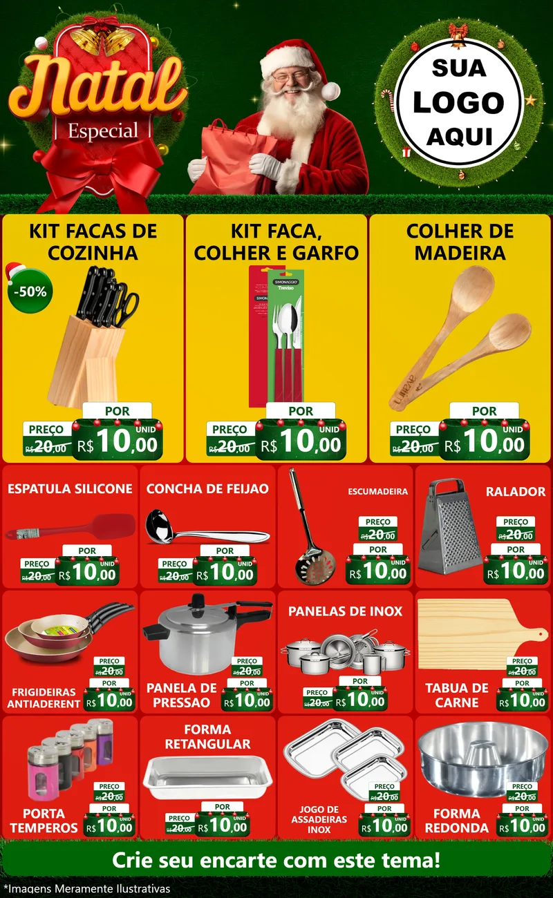 Modelo de Encarte para Encarte Grande com o tema Natal Especial para Utilidades Domésticas