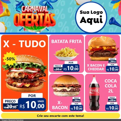 Modelo de Rede Social para Feed Facebook com o tema Carnaval de Ofertas para Hamburgueria