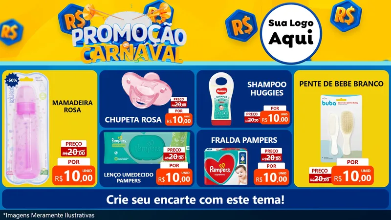 Modelo de TV para TV Horizontal com o tema Promoção de Carnaval para Bebês