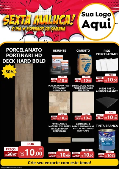 Modelo de Encarte para Encarte A4 Vertical com o tema Sexta Maluca! para Pisos e revestimentos
