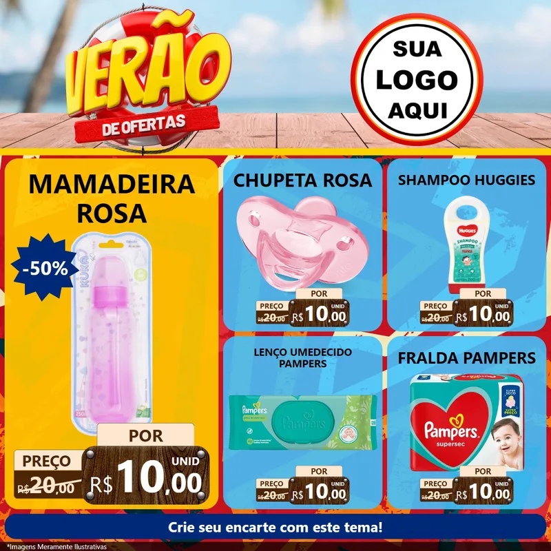 Modelo de Rede Social para Feed Facebook com o tema Verão de Ofertas para Bebês