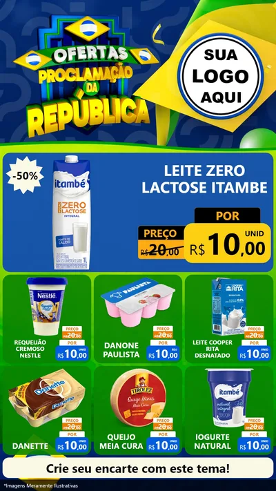 Modelo de Rede Social para Stories com o tema Ofertas Proclamação da República para Frios e Laticínios