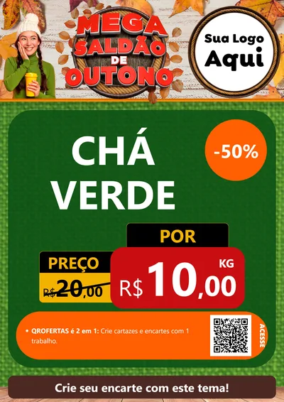 Modelo de Cartaz para Cartaz A4 Vertical com o tema Mega Saldão de Outono para Produtos Naturais