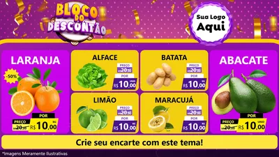 Modelo de TV para TV Horizontal com o tema Bloco do Descontão para Hortifrúti