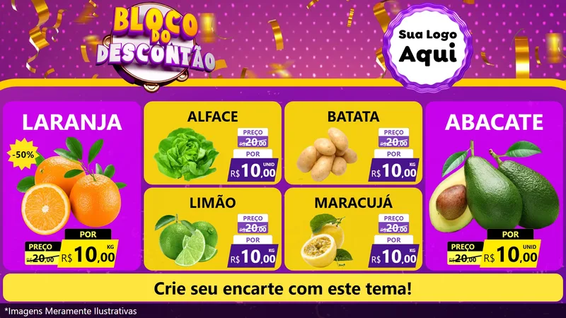 Modelo de TV para TV Horizontal com o tema Bloco do Descontão para Hortifrúti