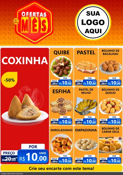 Modelo de Encarte para Encarte A4 Vertical com o tema Ofertas do Mês para Salgadaria