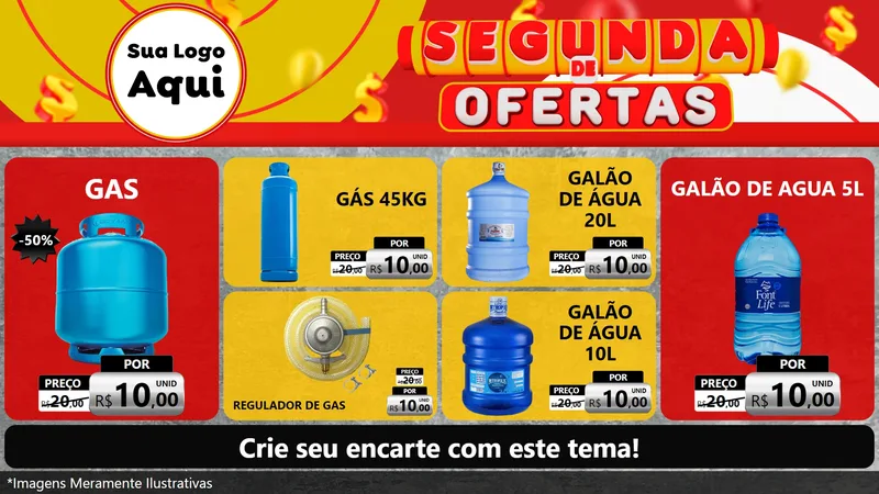 Modelo de TV para TV Horizontal com o tema Segunda de Ofertas para Água e gás