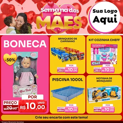 Modelo de Rede Social para Feed Facebook com o tema Semana Das Mães para Brinquedos