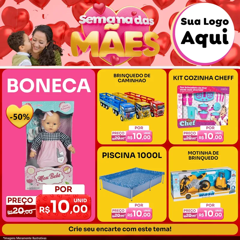 Modelo de Rede Social para Feed Facebook com o tema Semana Das Mães para Brinquedos