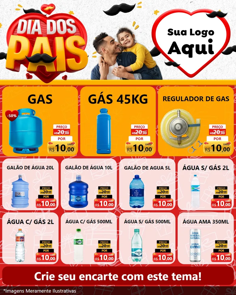 Modelo de Rede Social para Feed Instagram com o tema Dia dos Pais para Água e gás