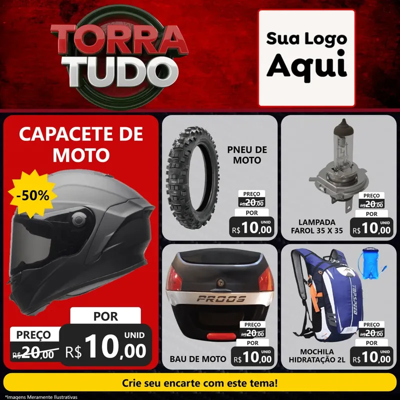 Modelo de Rede Social para Feed Facebook com o tema Torra Tudo para Moto peças
