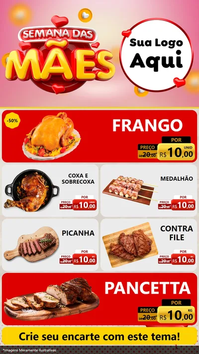 Modelo de TV para TV Vertical com o tema Semana das Mães para Assados