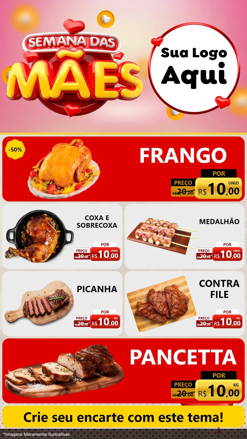 Modelo de TV para TV Vertical com o tema Semana das Mães para Assados
