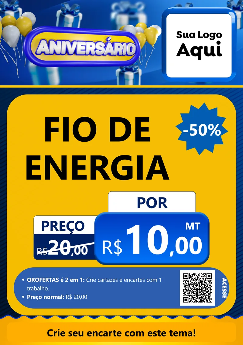 Modelo de Cartaz para Cartaz A4 Vertical com o tema Aniversário para Materiais Elétricos