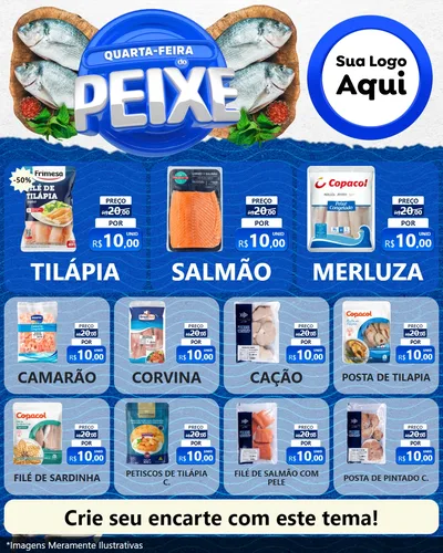 Modelo de Rede Social para Feed Instagram com o tema Quarta-Feira do Peixe para Peixaria
